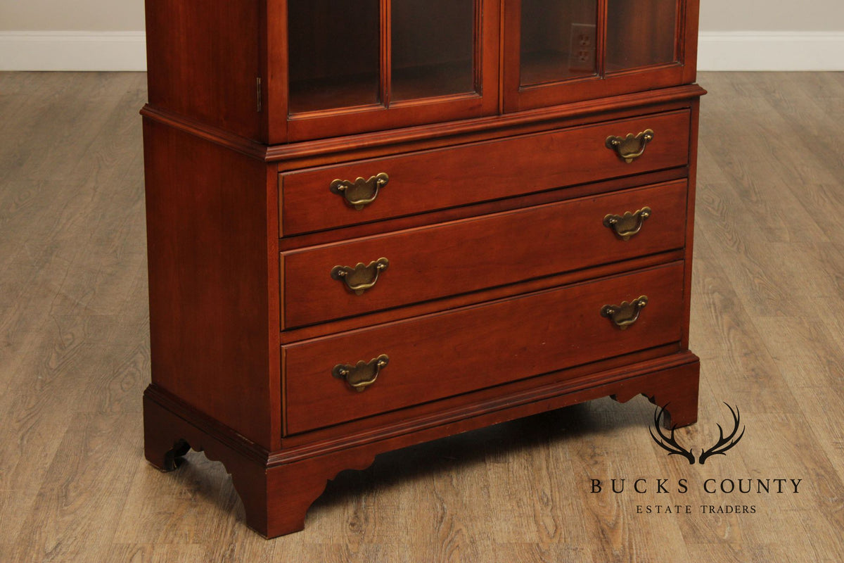 Drexel Chippendale Style Cherry Bookcase Display Cabinet