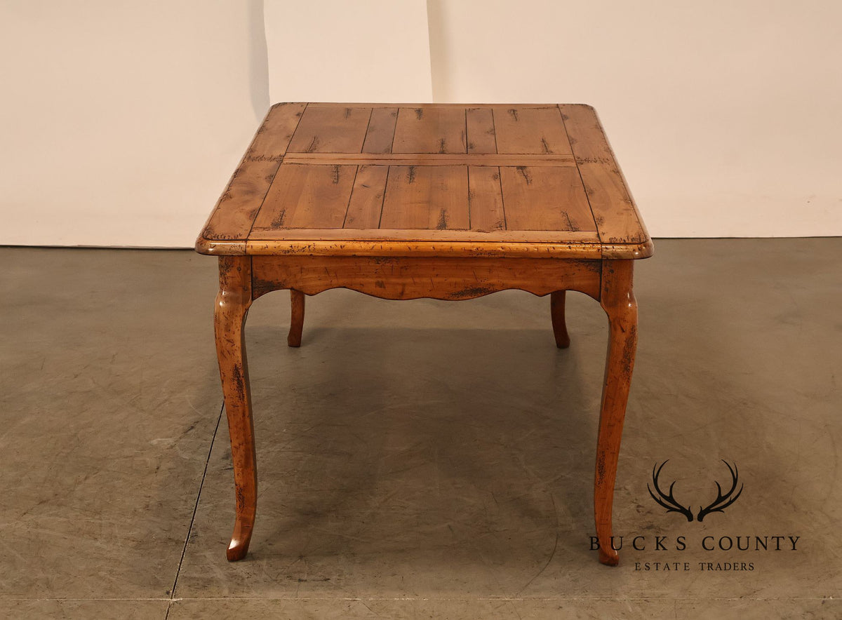 French Provincial Style Distressed Wood Extendable Dining Table