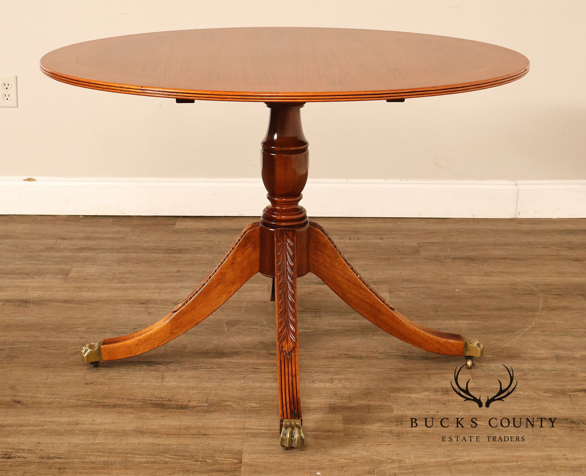 Duncan Phyfe Style Mahogany Round Breakfast Table With Brass Claw Feet