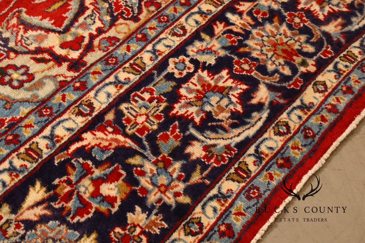Hand Knotted Persian Style Vintage Wool Area Rug Red Field Floral Medallion