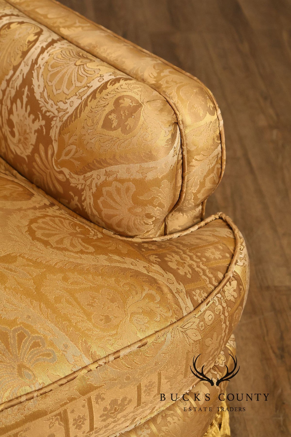 TRS Furniture Traditional Gold D amask Upholstered Lounge Chair And Ottoman