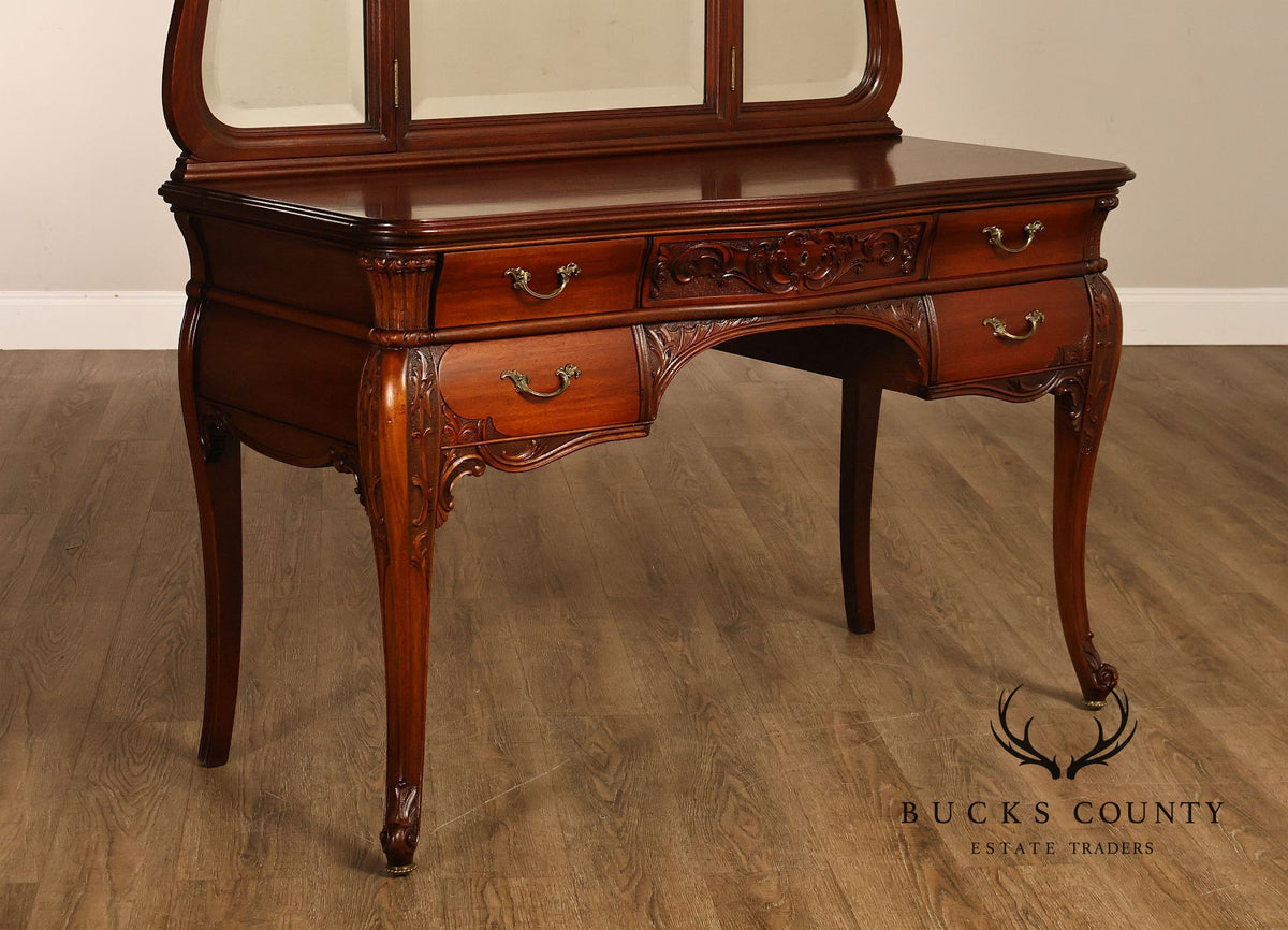 RJ Horner Antique Carved Mahogany Vanity With Mirror