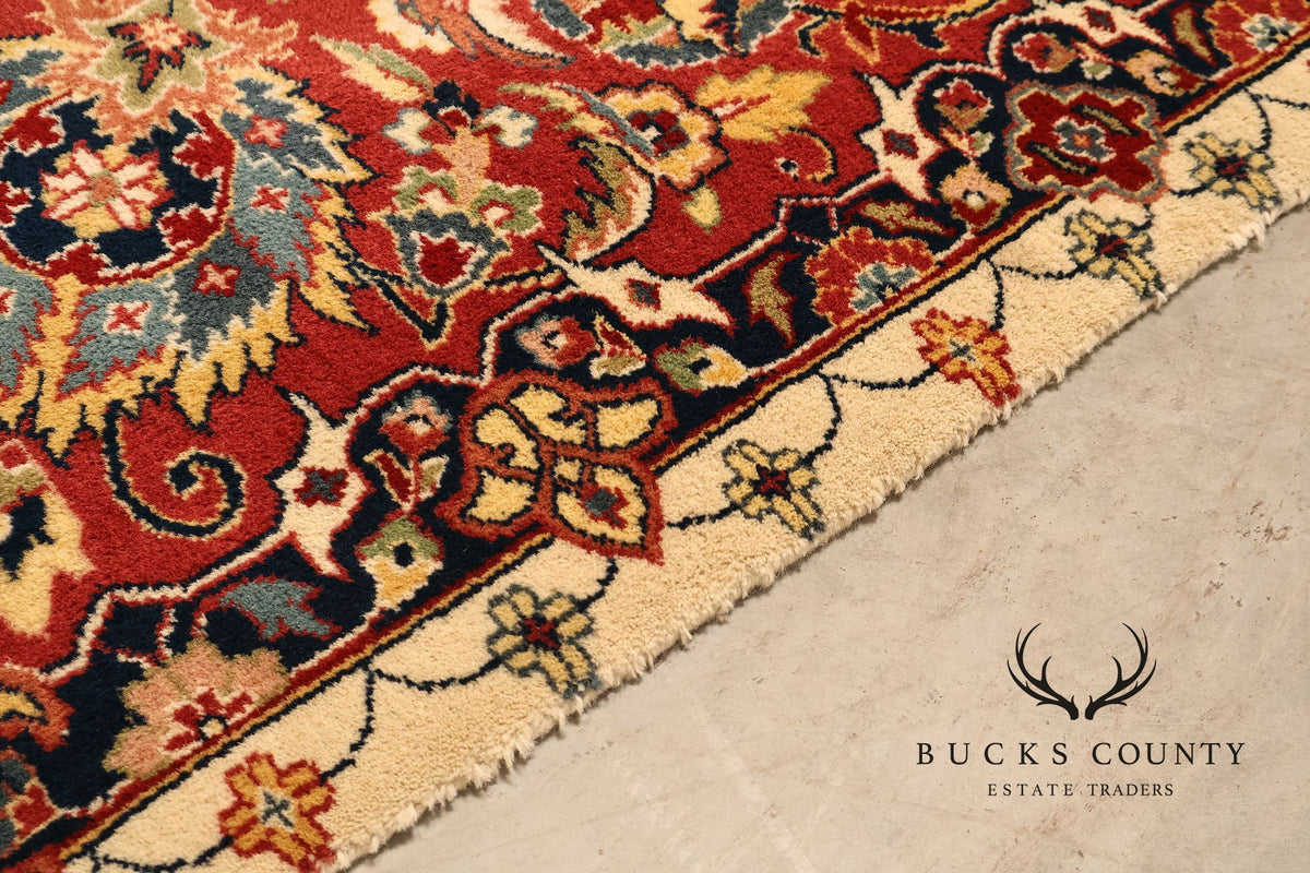 Hand Knotted Kashan Style Wool Area Rug 9x12 Floral Medallion