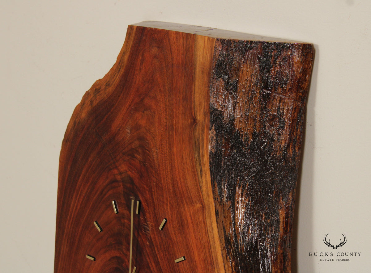 Mid Century Modern Style Live Edge Solid Wood Slab Wall Clock
