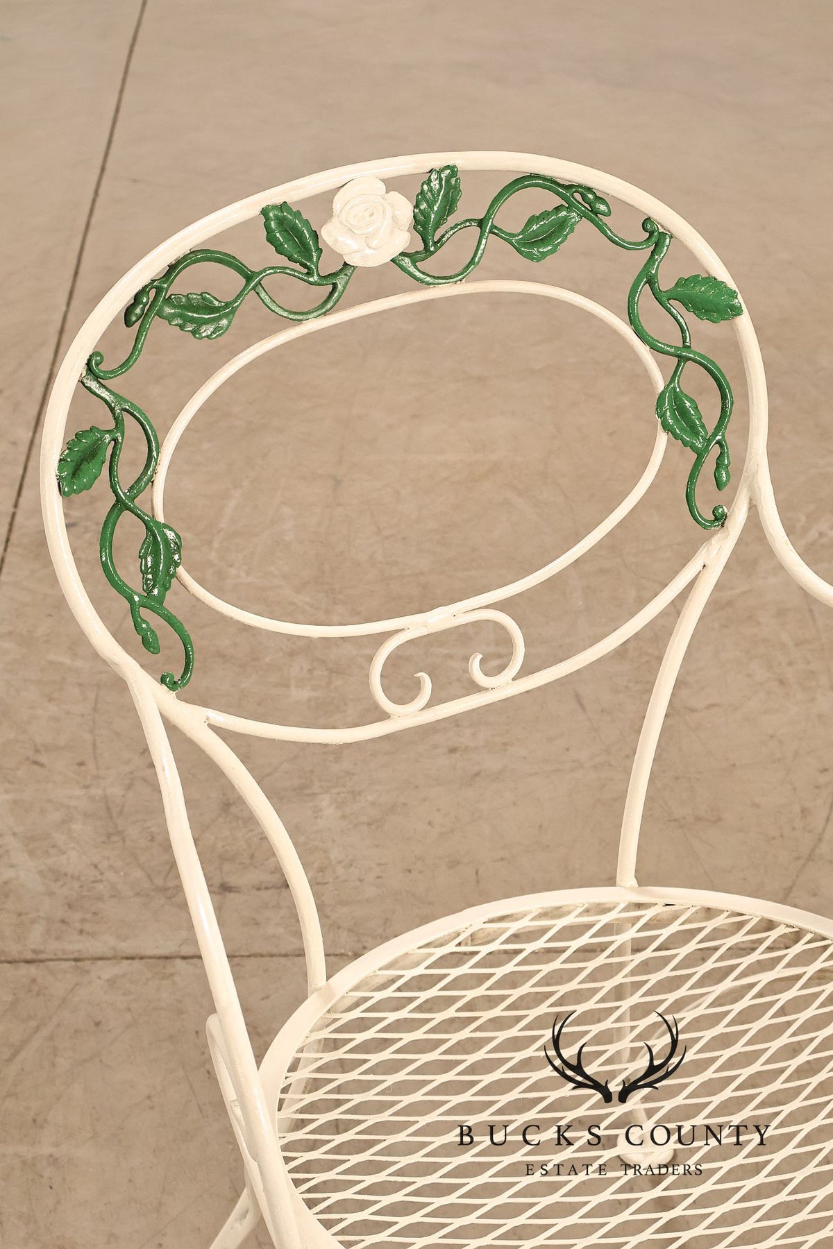Woodard 'Chantilly Rose' Set of Four Wrought Iron Patio Dining Chairs
