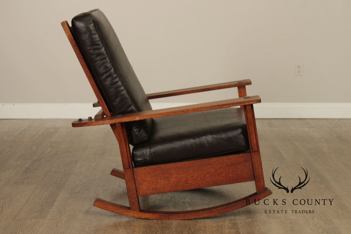 Antique L. & J.G. Stickley Mission Oak Morris Rocker