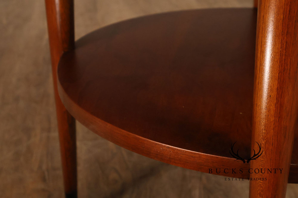 Lane Acclaim Mid Century Modern Walnut And Oak Round Two-Tier Side Table