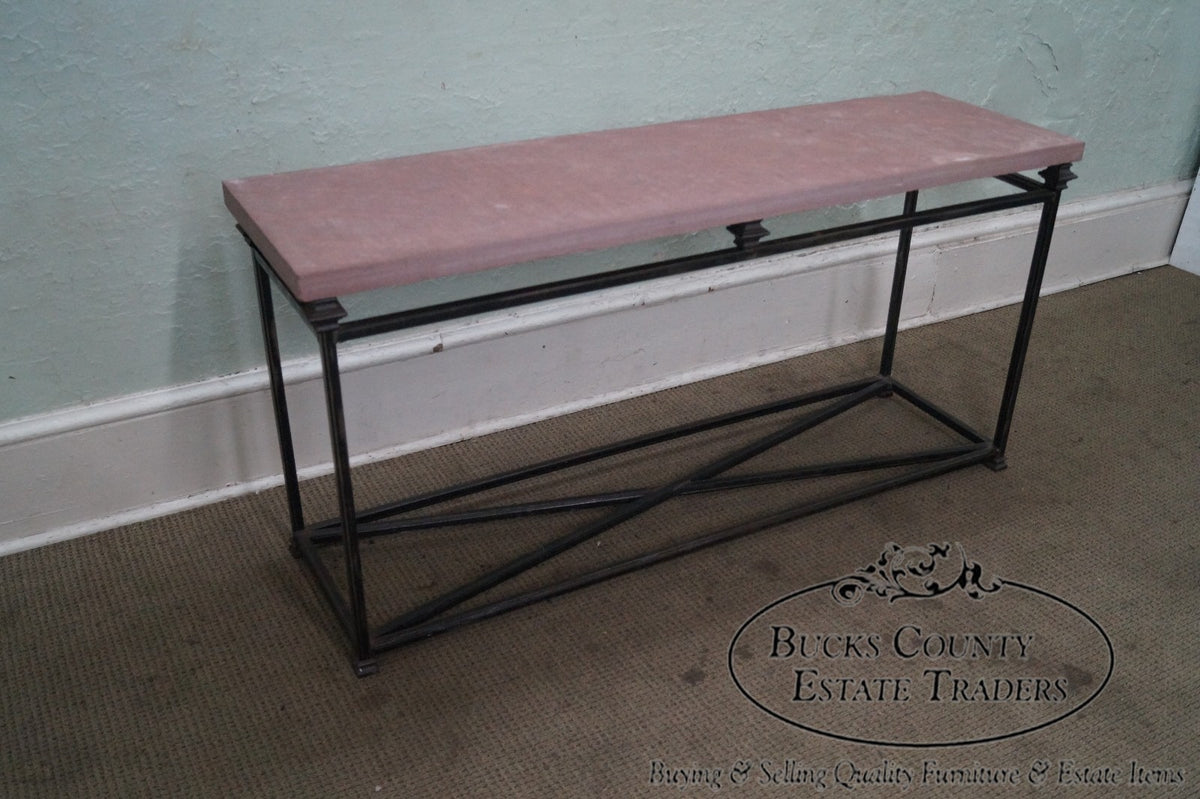 Quality Iron Base Console Table w/ Slate Top