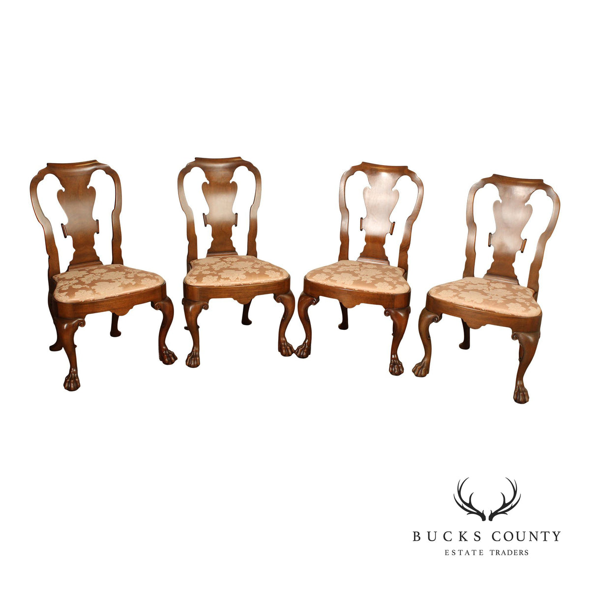 Kittinger Colonial Williamsburg Collection Set Of Four Mahogany Georgian Style Dining Chairs CW180
