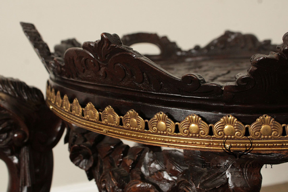 Antique Italian Renaissance Revival Carved Side Table