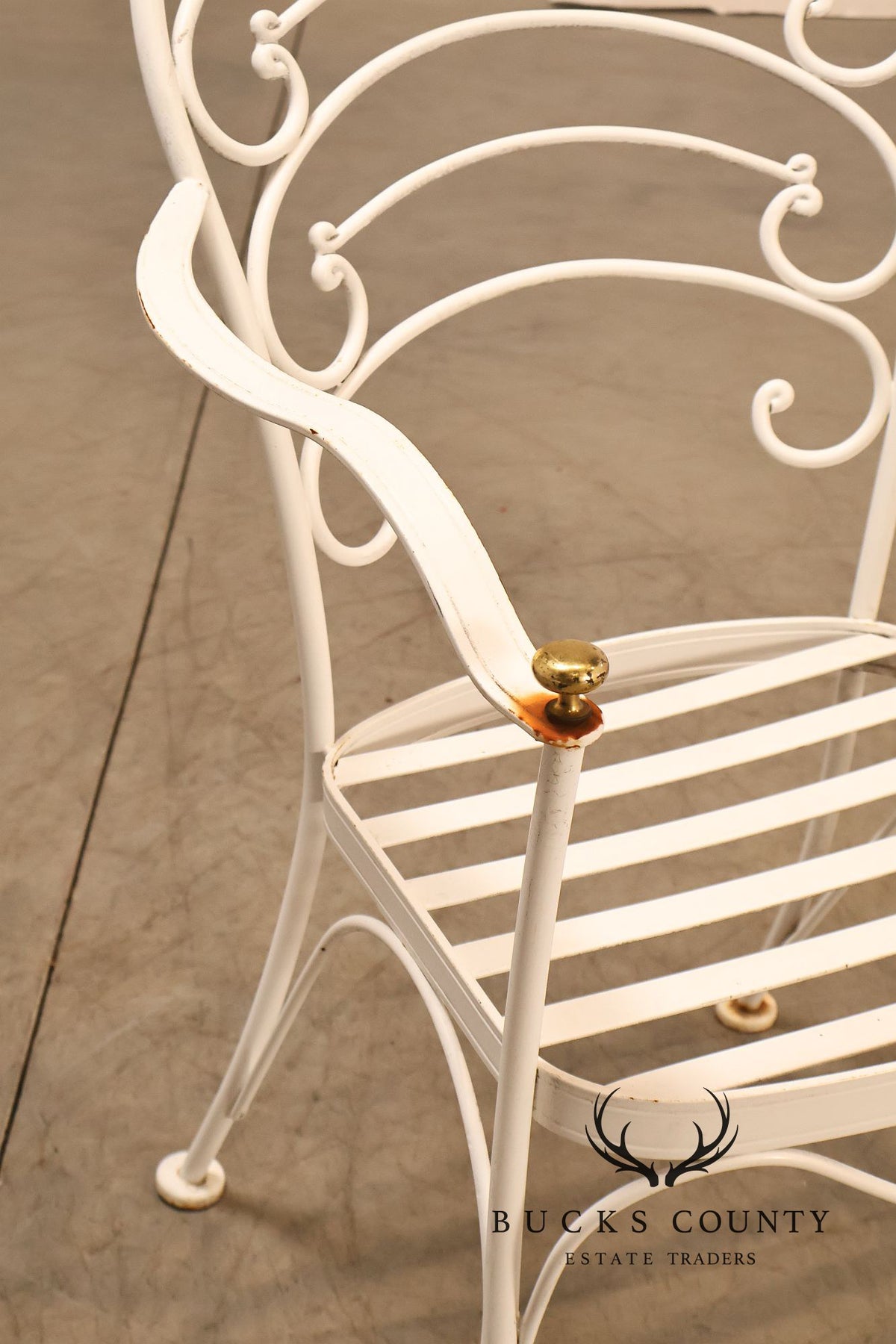 Woodard Pair of Wrought Iron Outdoor 'Ribcage' Armchairs