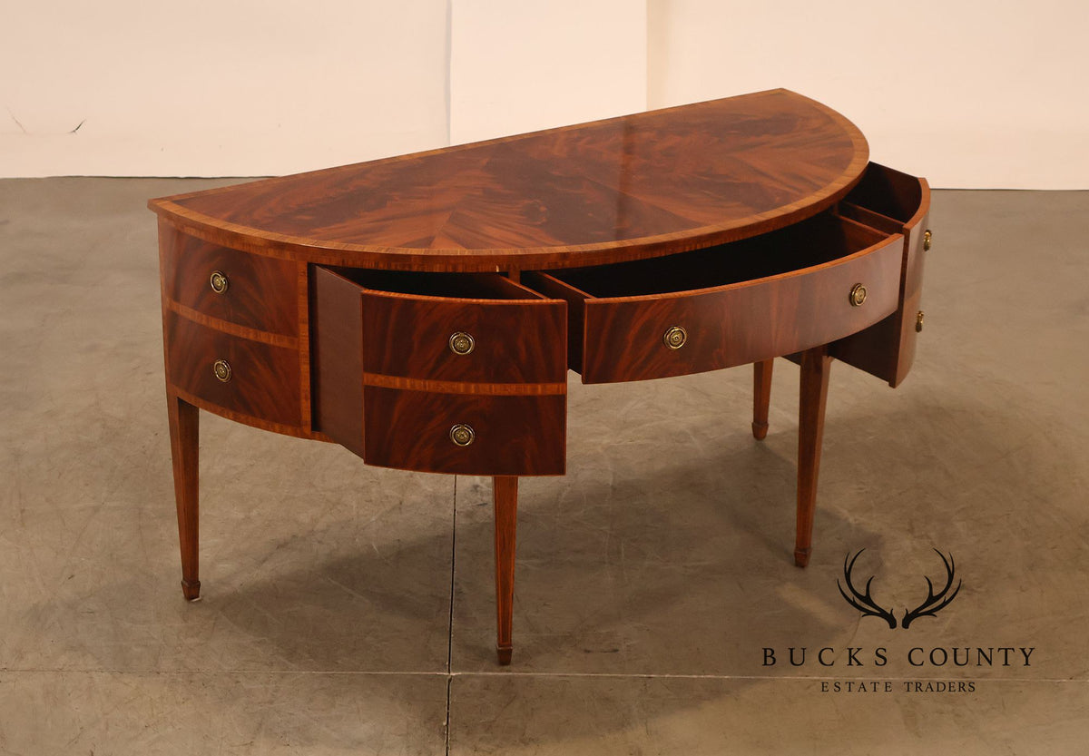 Maitland Smith Hepplewhite Style Deep Mahogany Demilune Sideboard