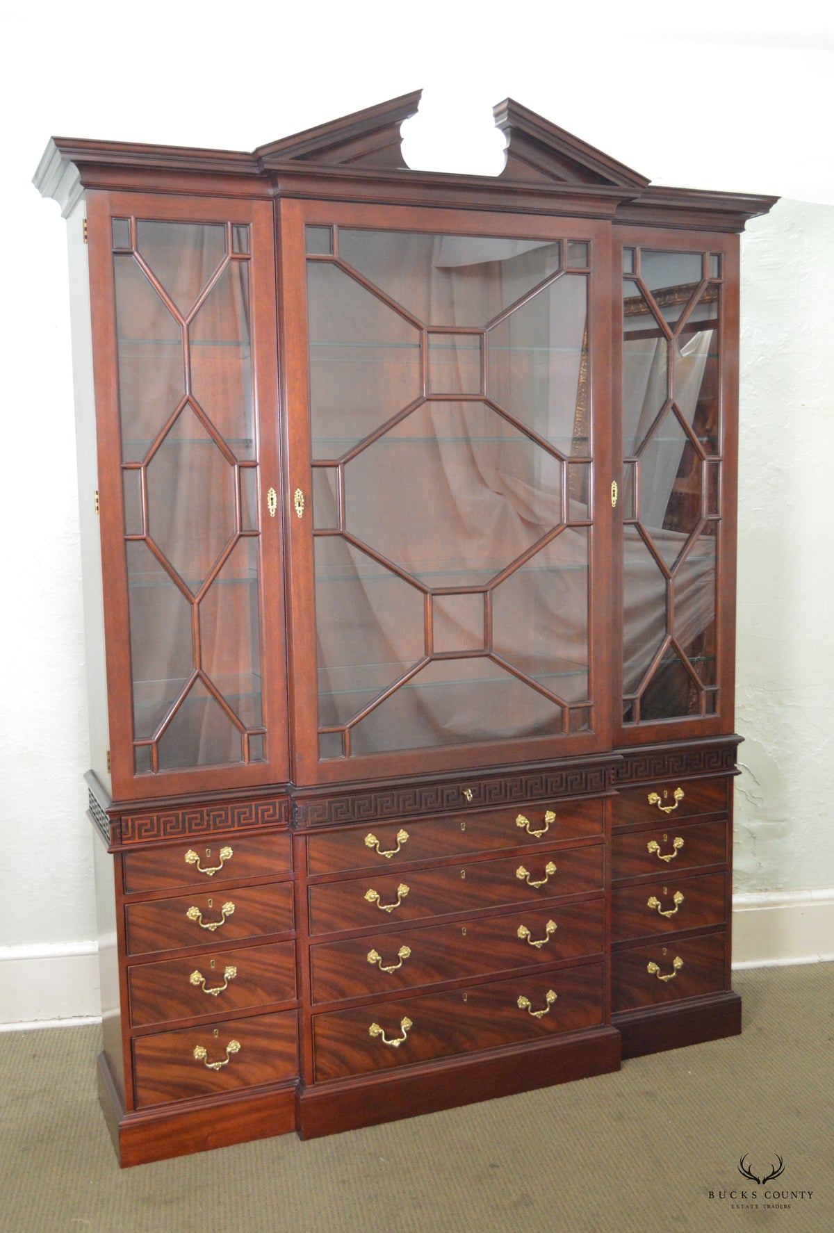Baker Colonial Williamsburg Collection Large Mahogany Chippendale Breakfront