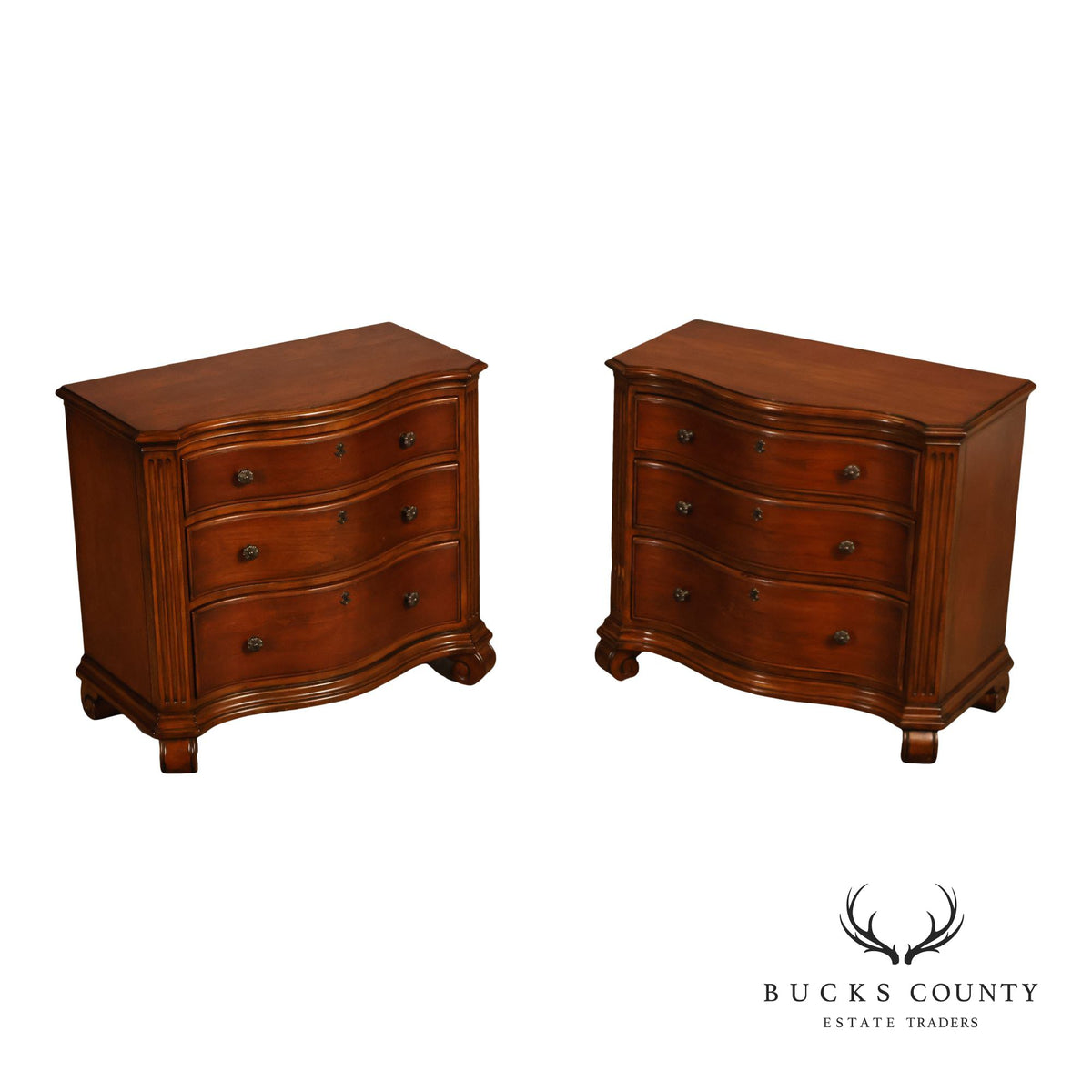 Lane Mid Century Modern Pair of Walnut One-Drawer Nightstands