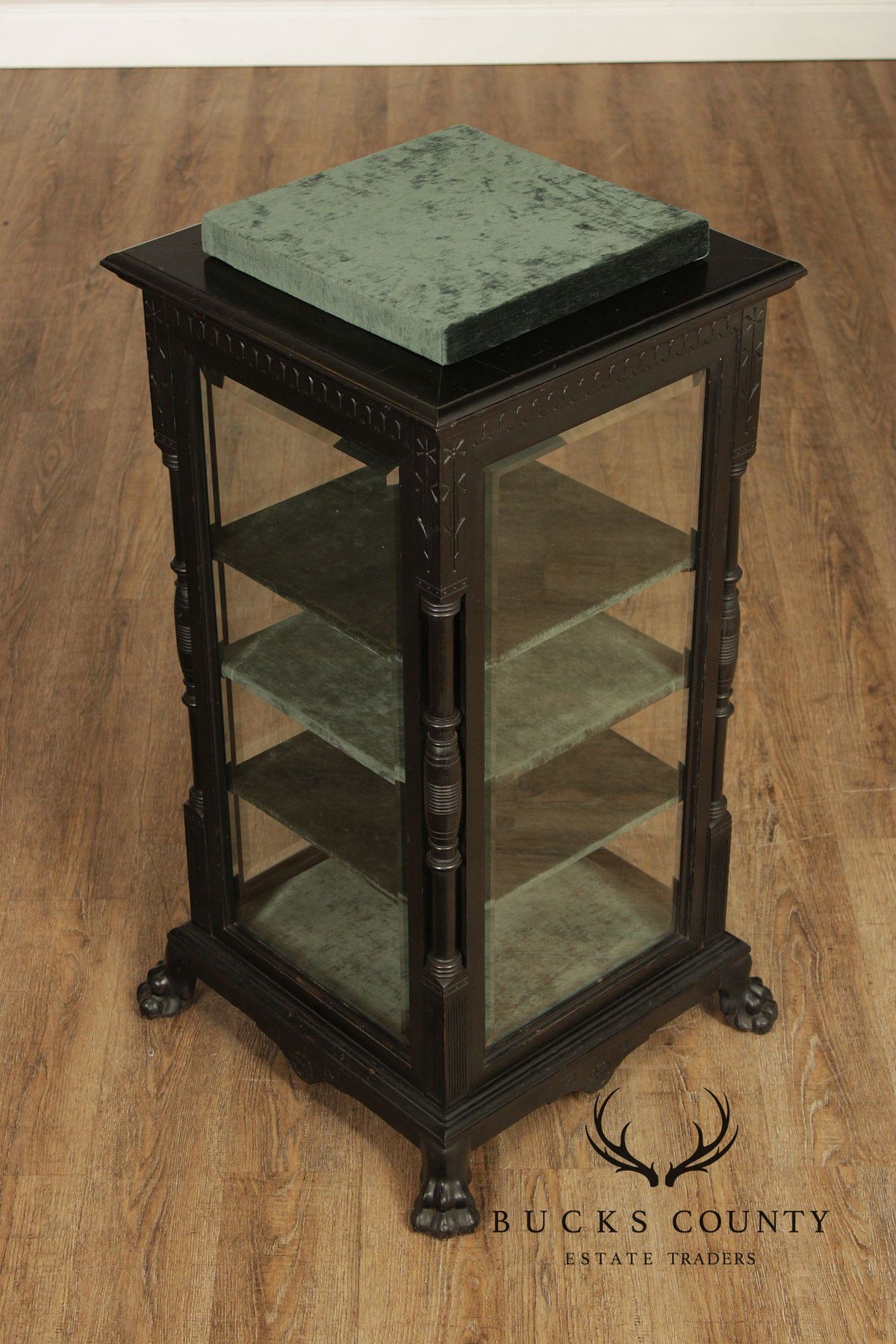 Antique Aesthetic Ebonized Jewelers Display Cabinet