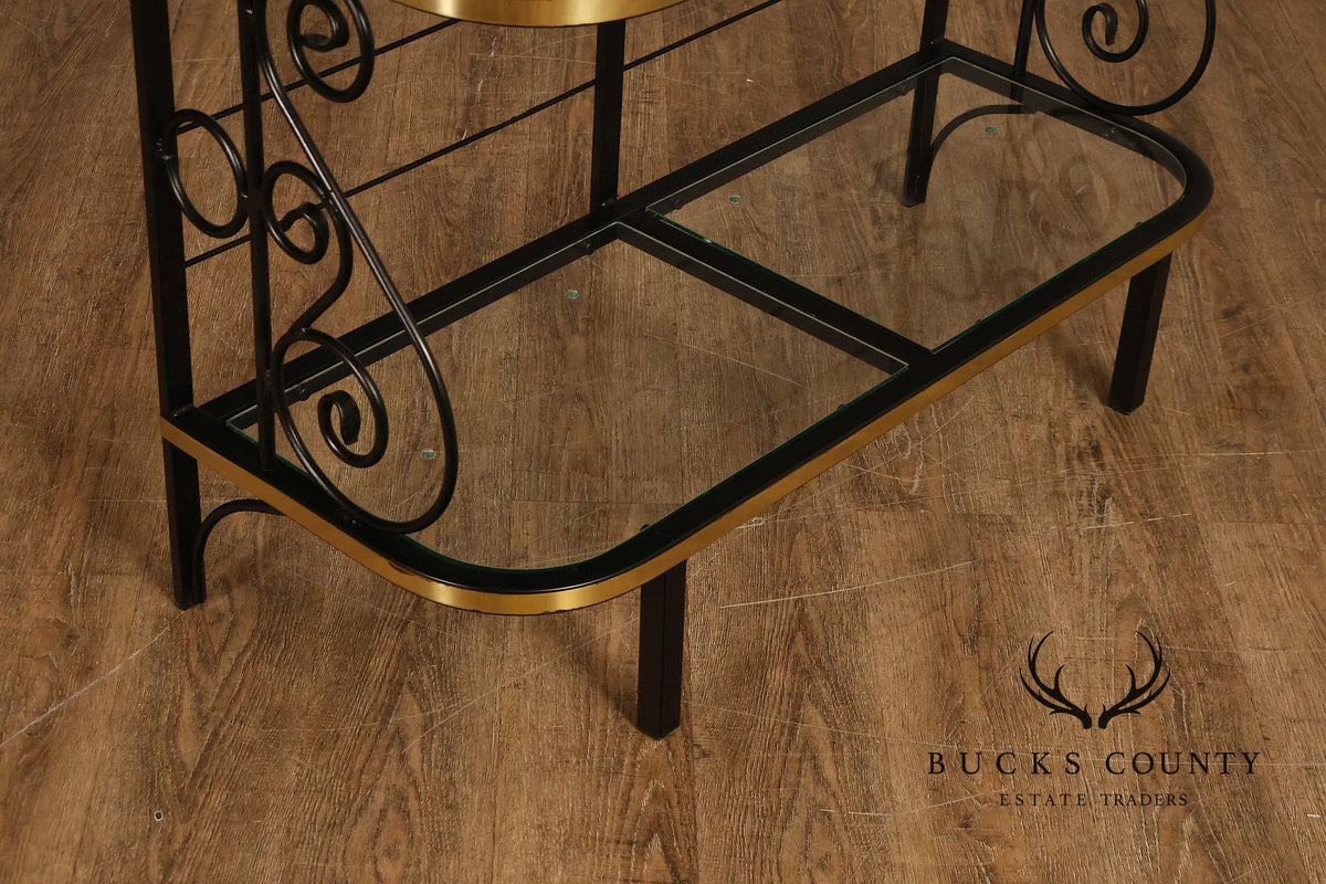 Morecraft French Country Style Wrought Iron And Glass Étagère