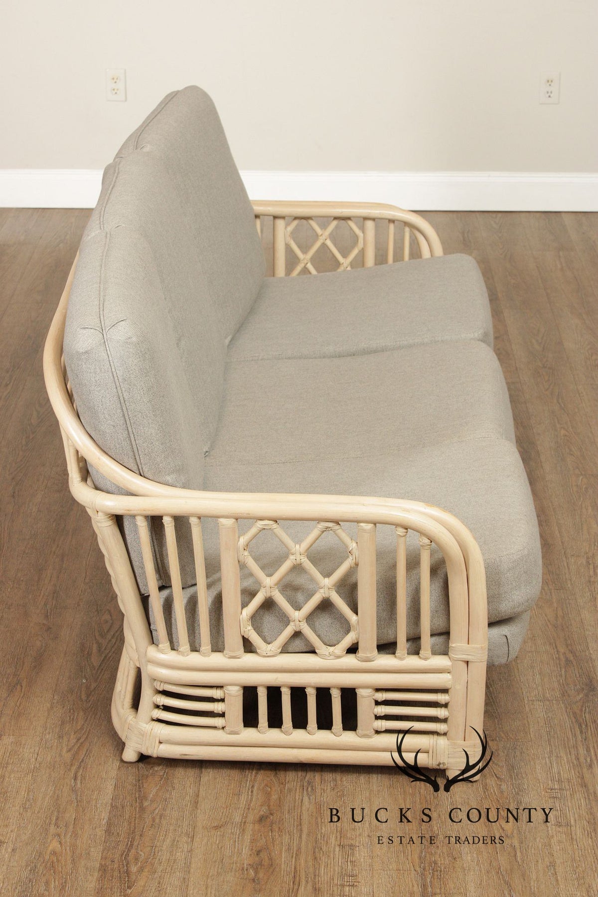 Brighton Pavilion Style Vintage Rattan Three-Seat Sofa