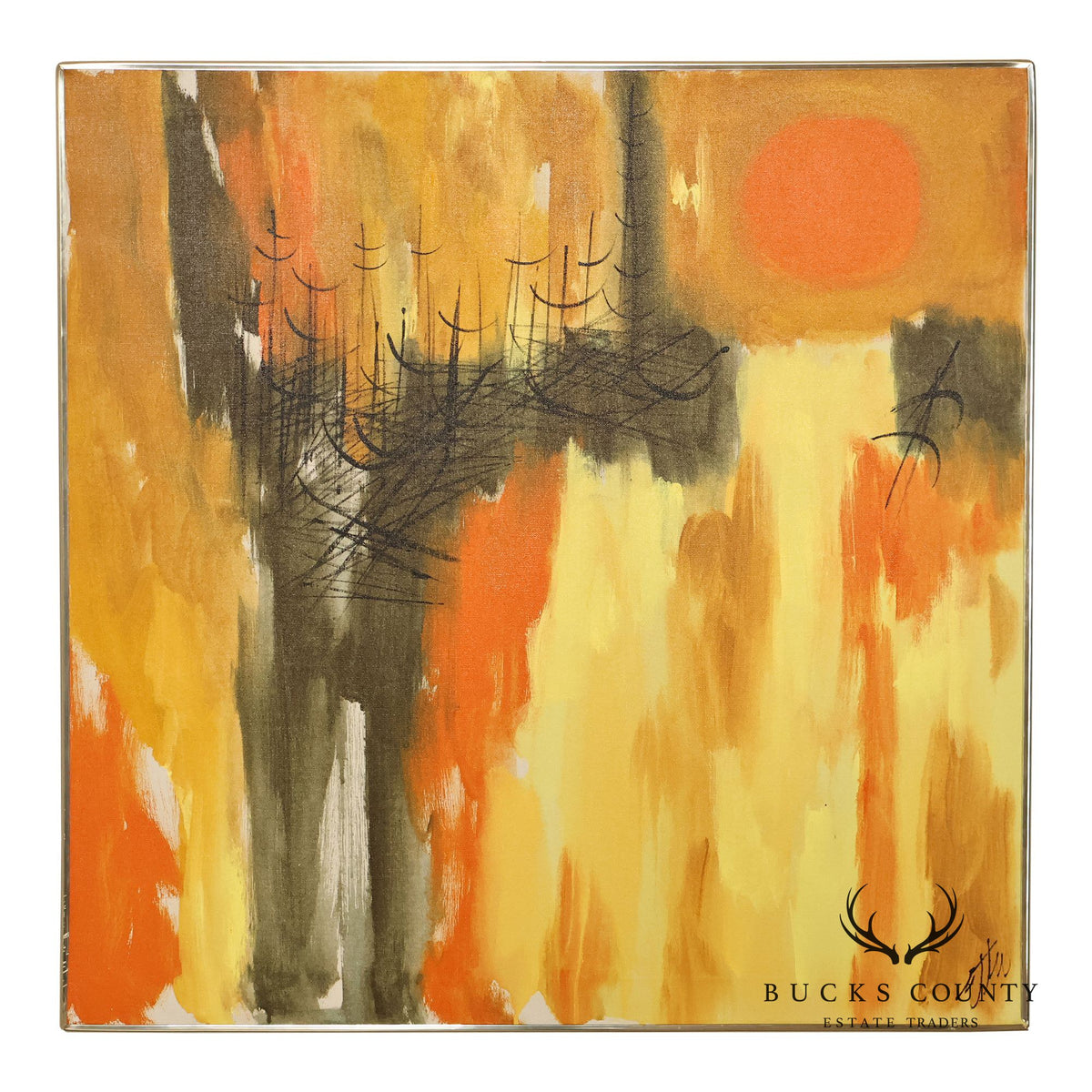 Etta Benjamin Cien Mid Century Modern Abstract Oil Painting
