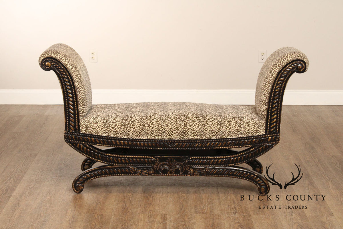 French Empire Style Antiqued Window Bench
