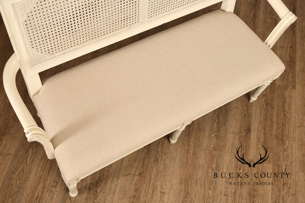 Alden Parkes Country French Louis XVI Style Caned Back Painted Settee
