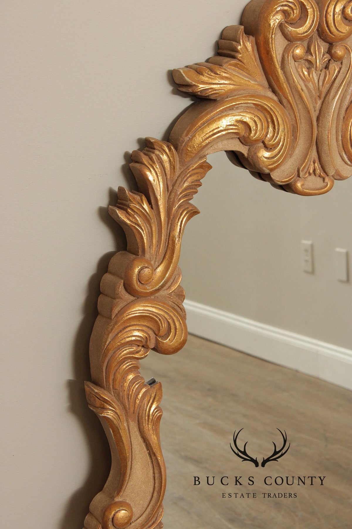 Rococo Style Large Gold Painted Wall Mirror