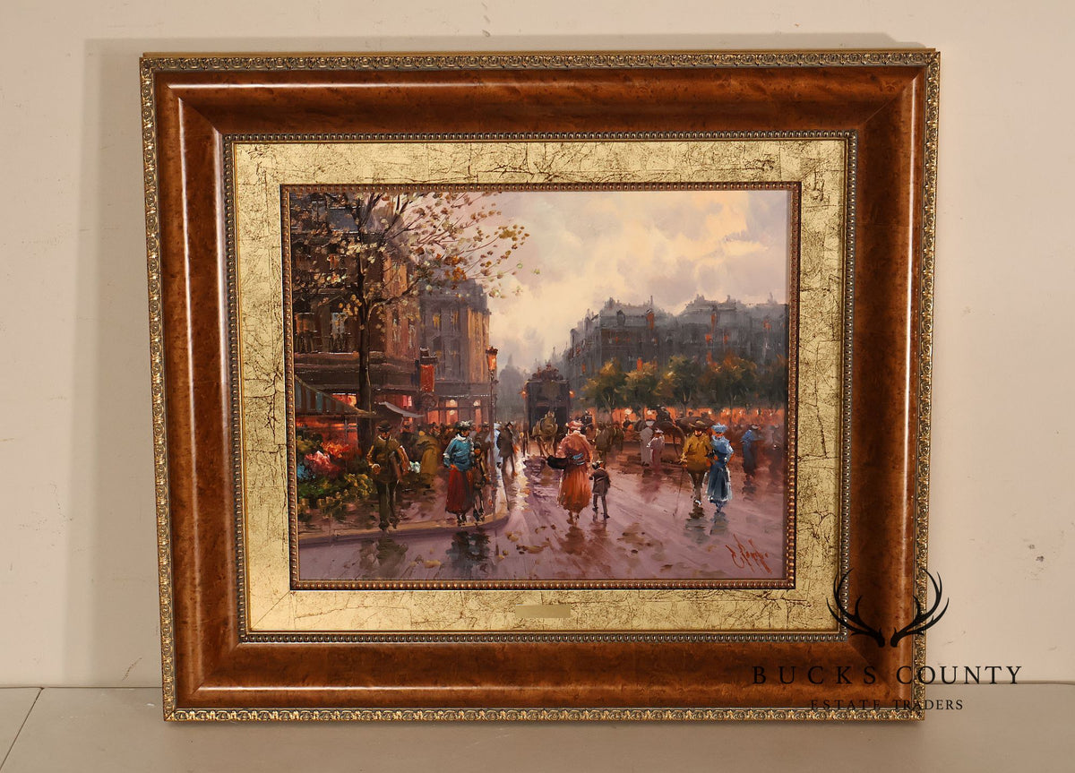 Impressionist Style Painting,  Street Scene. Emilio Payes