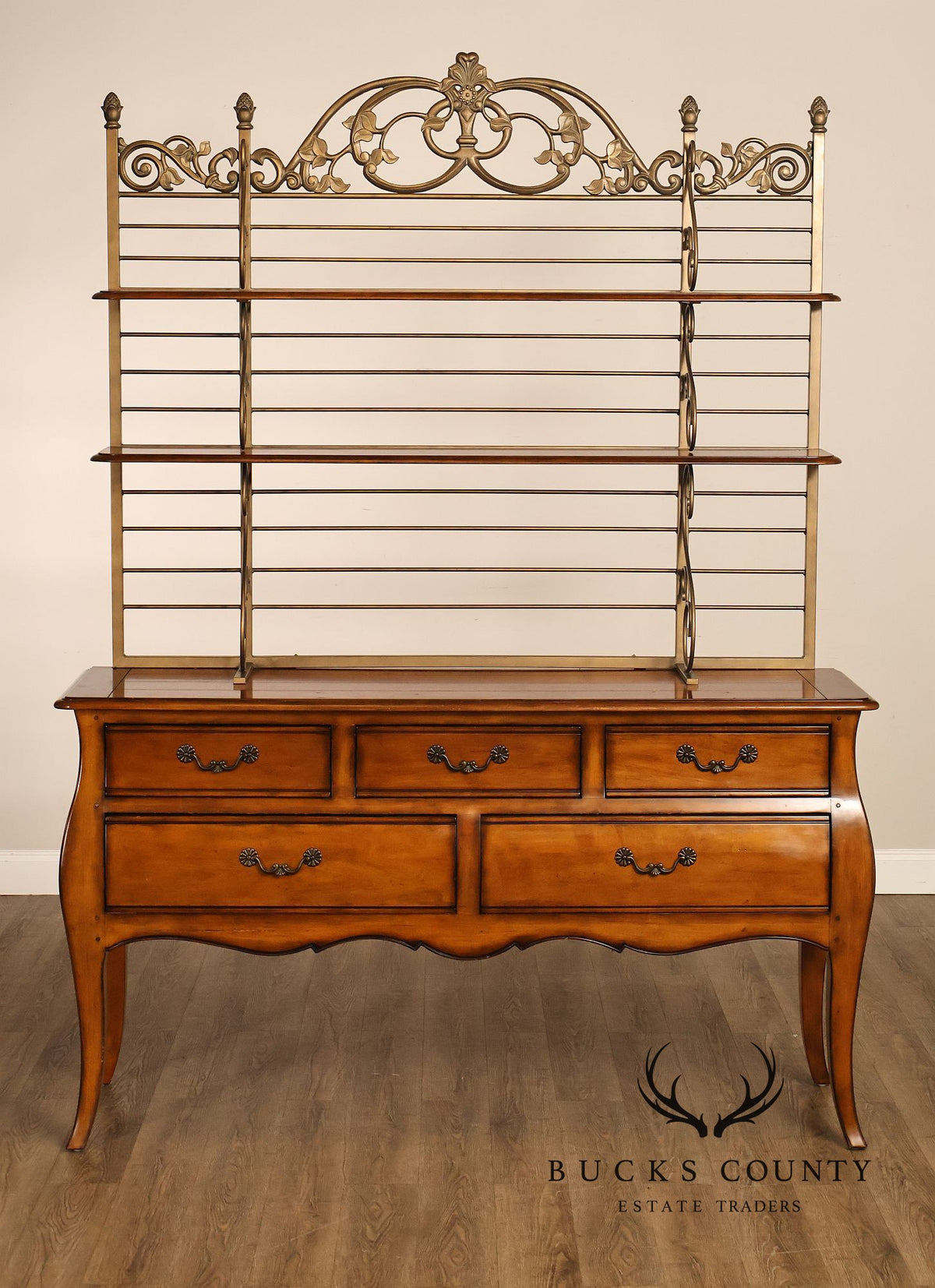 Drexel Heritage French Provincial Sideboard With Metal Scroll Baker's Rack