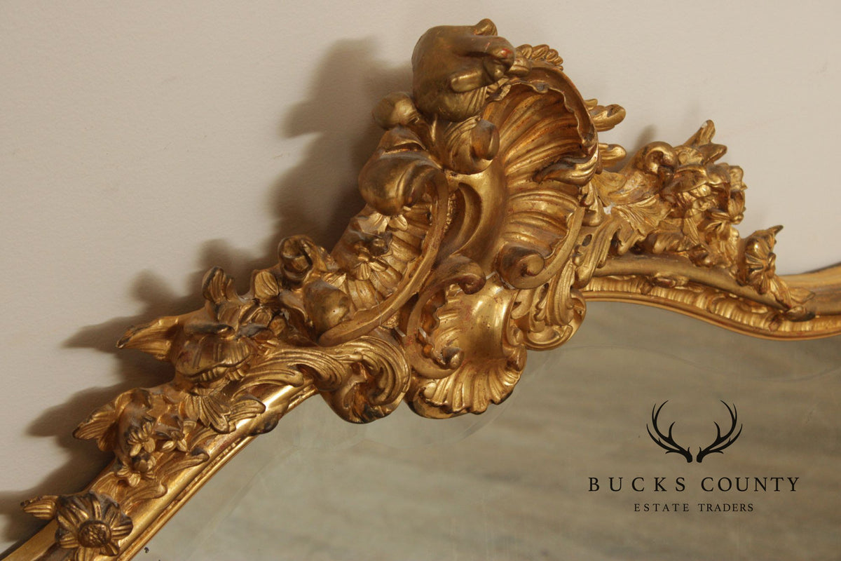 Antique Rococo Revival Giltwood Mantel Mirror