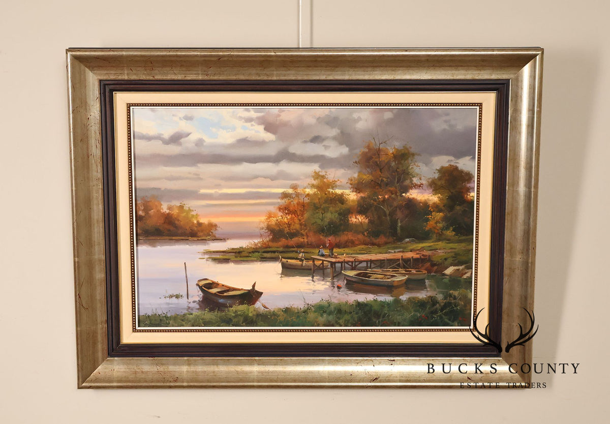 Salvador Caballero Tarde De Pesca Landscape Oil Painting