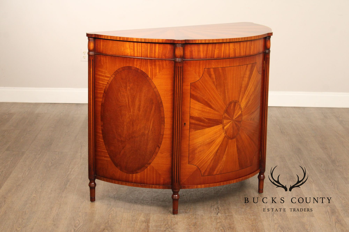 Georgian Style Demilune Cabinet With Starburst Inlay