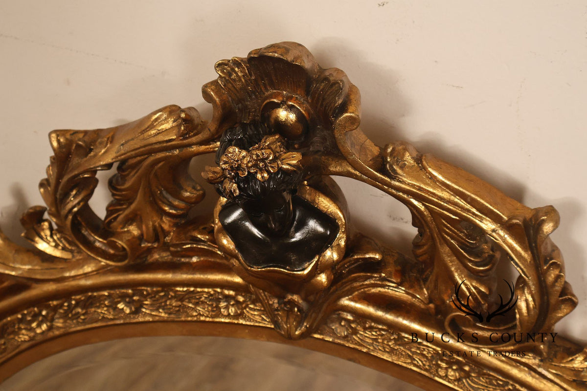 Italian Renaissance Style Cherub Mounted Oval Mirror