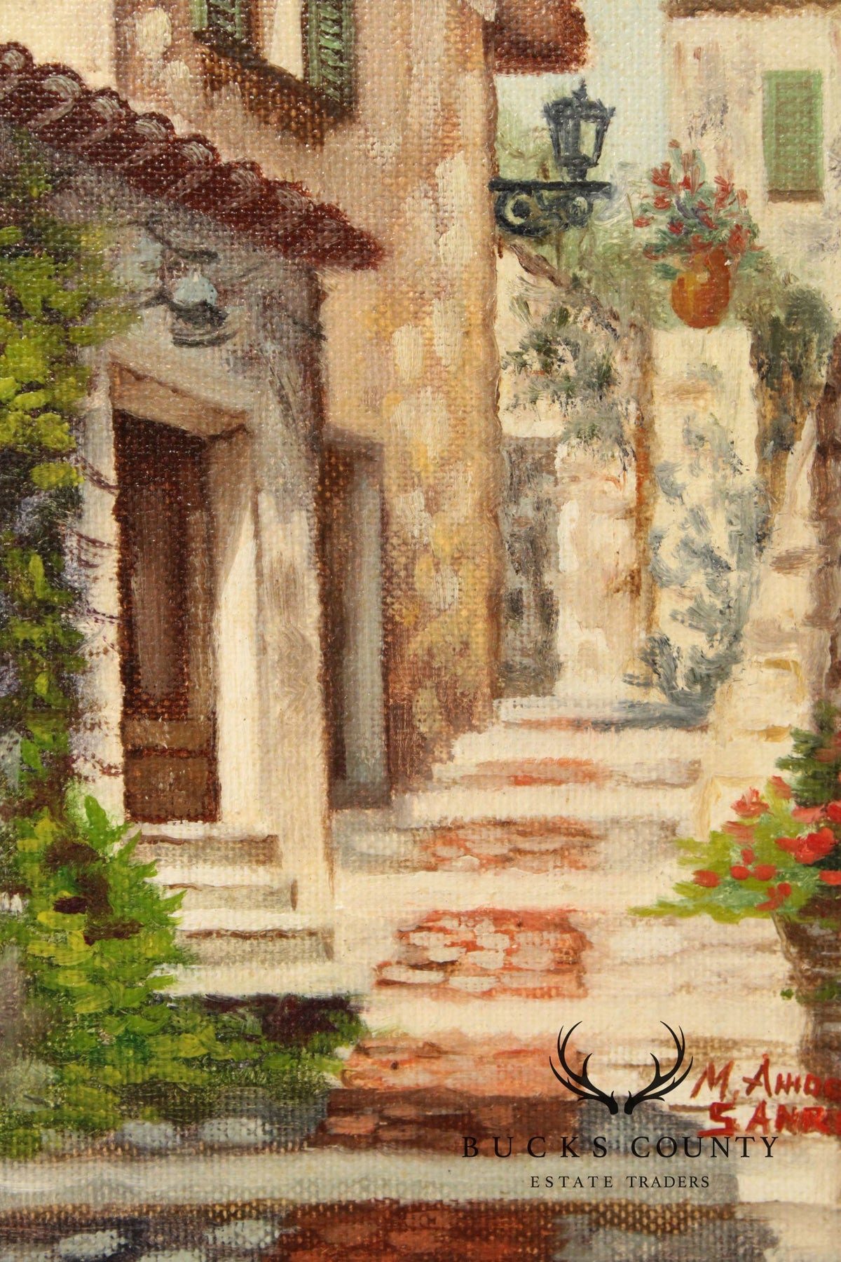 Marina Amodio Pair of Italian Street Scene Oil Paintings