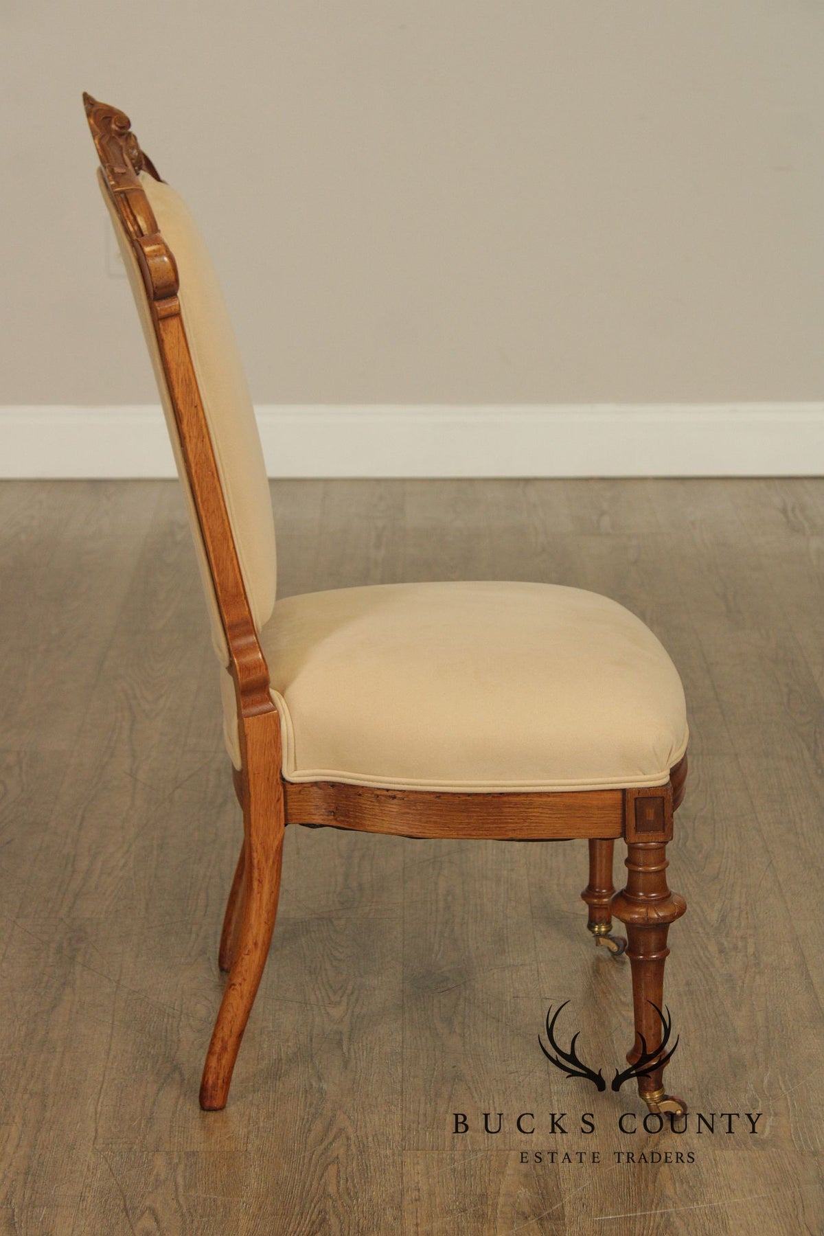 Antique Victorian Pair of Walnut Parlor Side Chairs