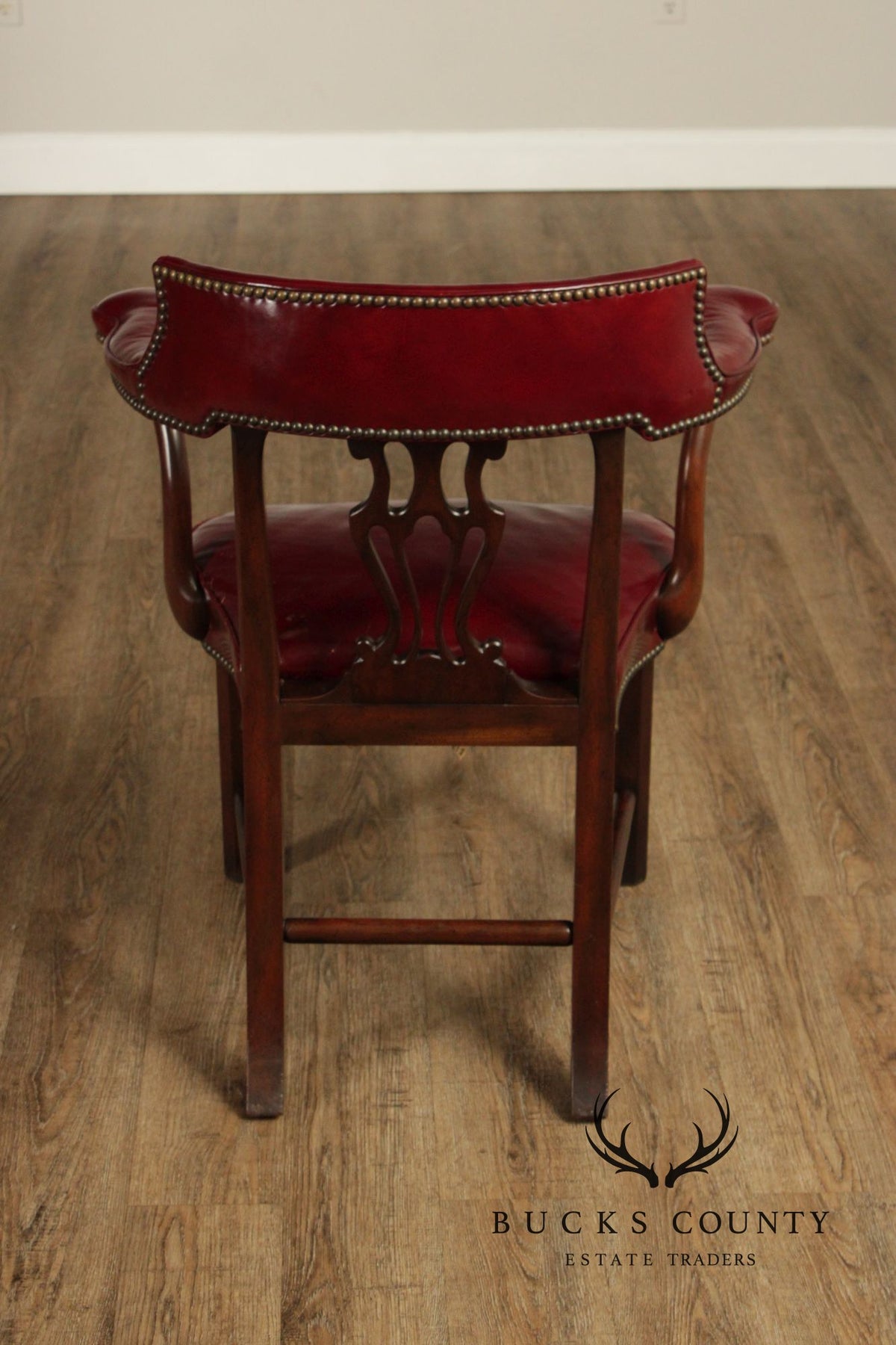 Kittinger Mahogany Chippendale Style Leather Chair