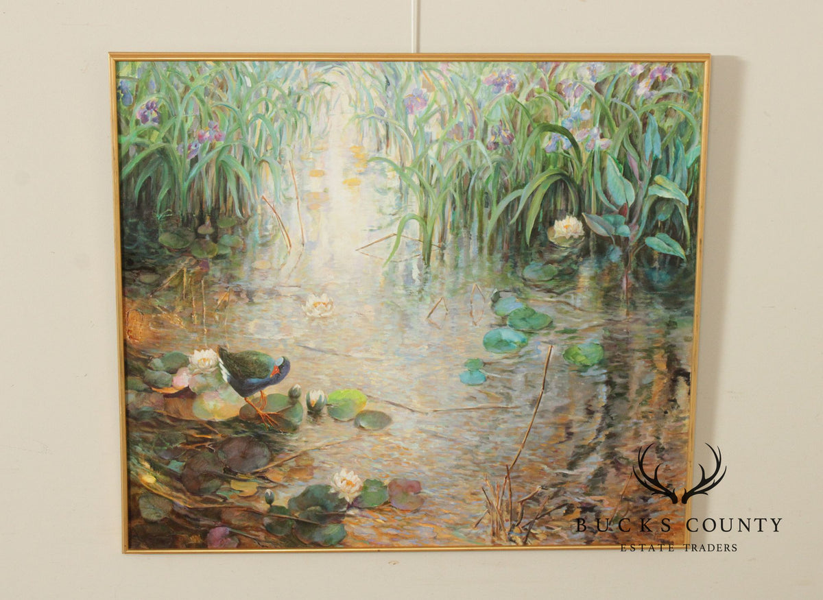 Walter Greer Oil Painting, 'Pond with Galinule'