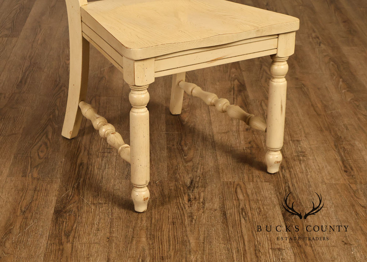 French Country Style Set Of Four Painted Oak Dining Chairs