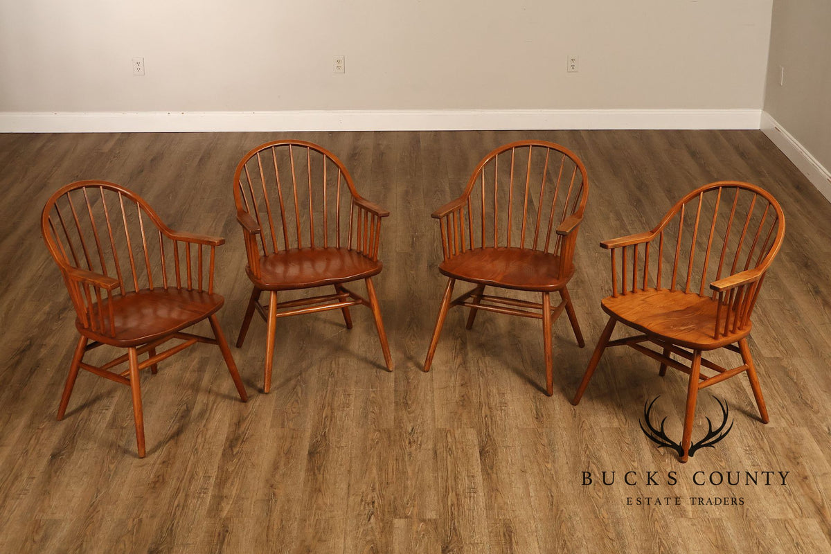 Claude Bunyard Design Set Of Four Windsor Style Oak Armchairs