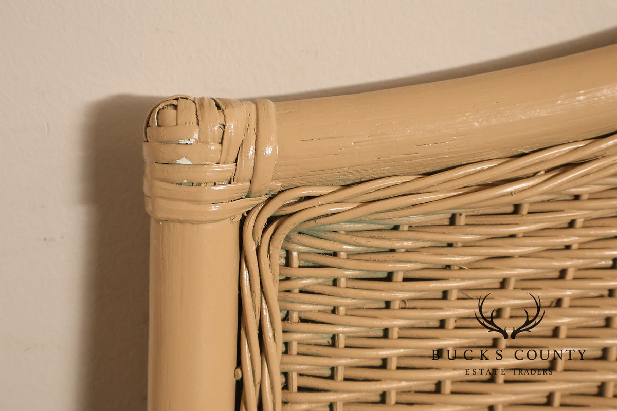 Vintage Coastal Style Pair of Twin Wicker Headboards