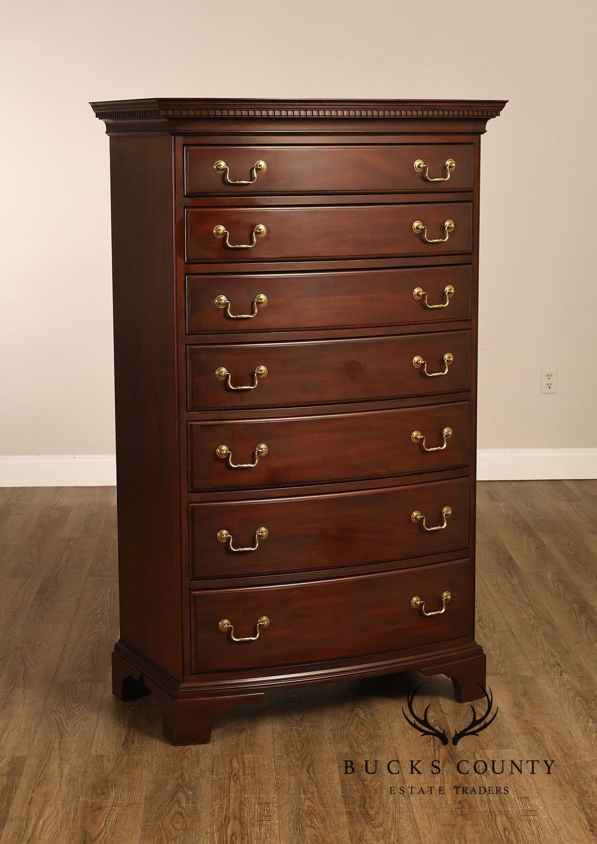Henkel Harris Mahogany Bowfront Tall Chest