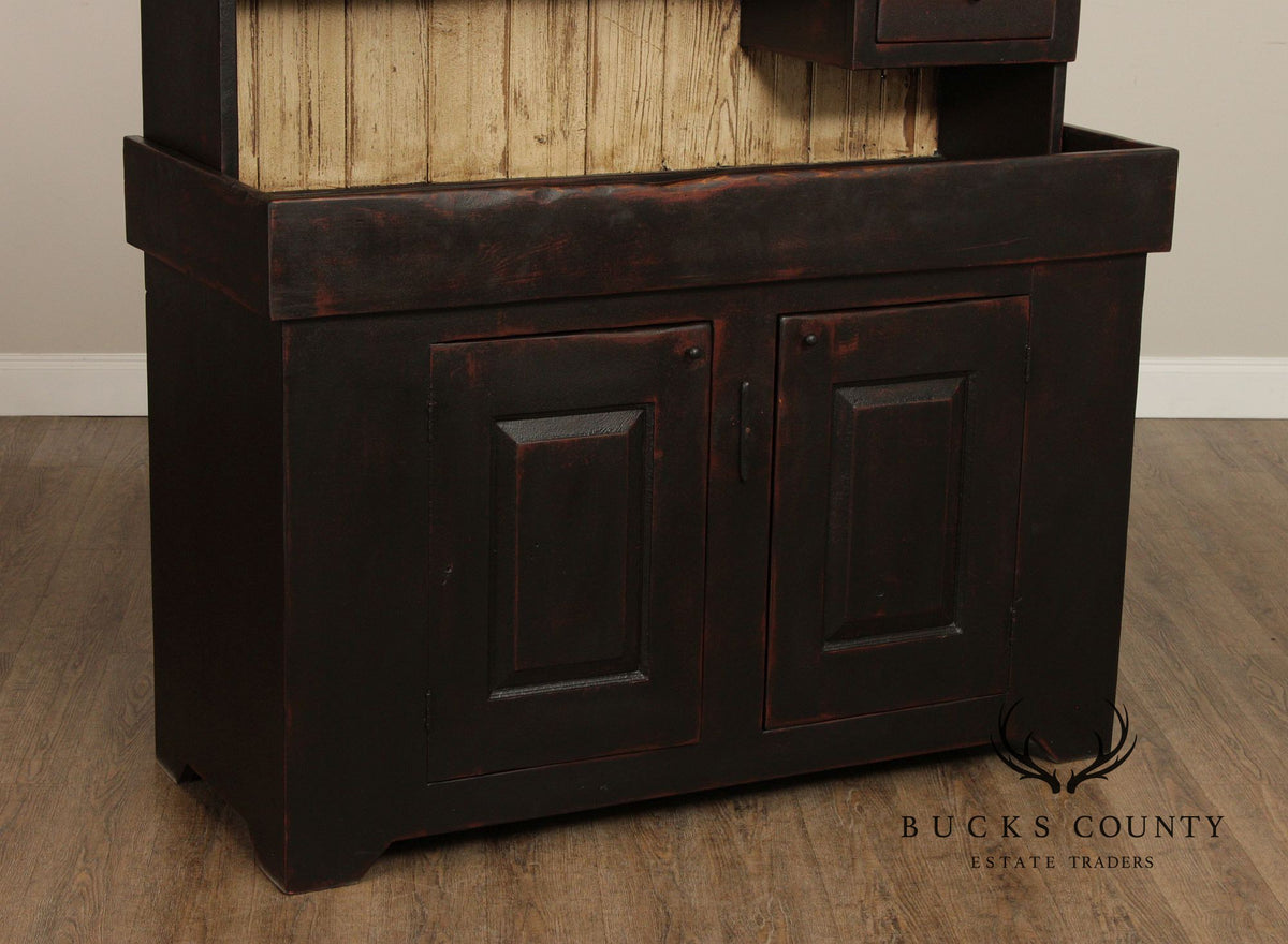 Hand Crafted Primitive Farmhouse Painted Dry Sink Hutch