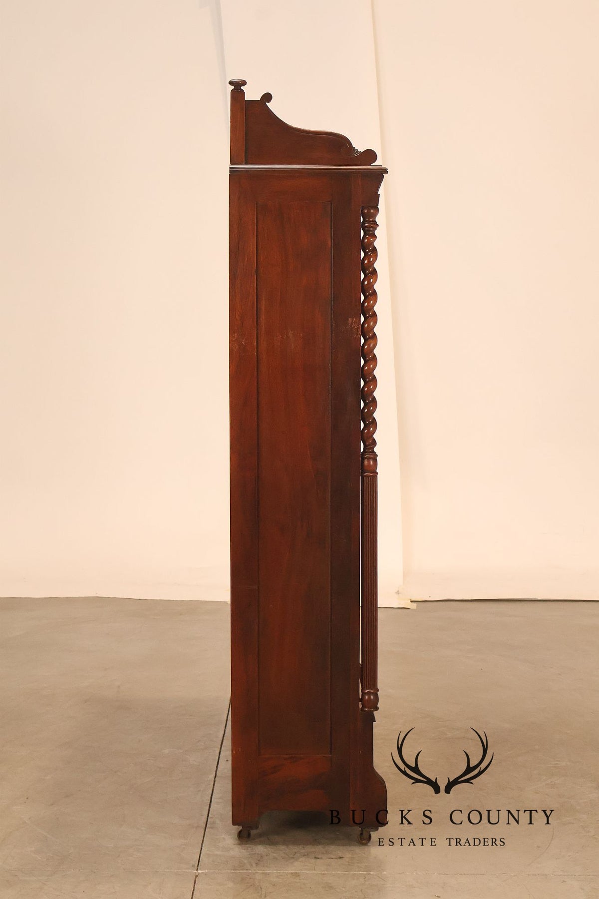 Antique Victorian Carved Walnut and Glass Bookcase