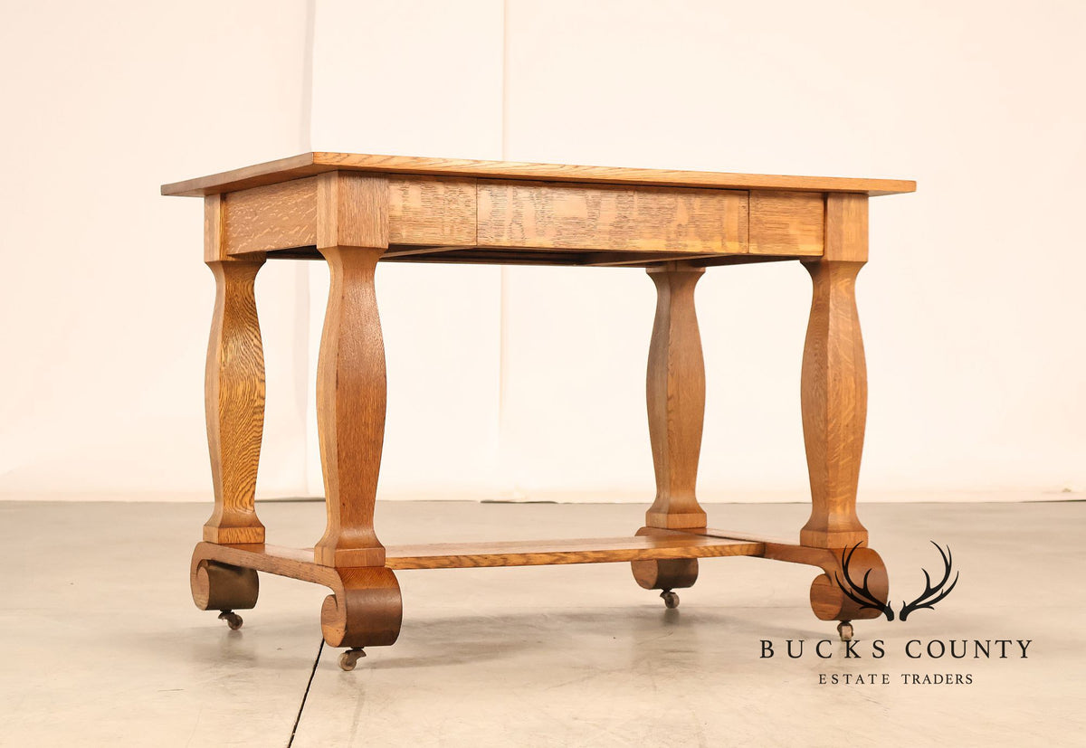 Empire Style Antique Oak Library Table