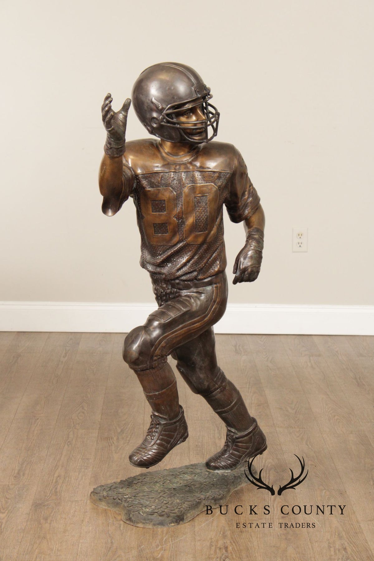 Bronze Garden Statue Of A Football Player