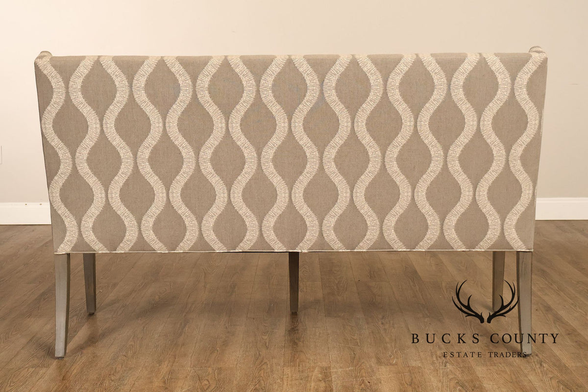 Bassett Brooke Collection Wing Back Banquette Geometric Upholstered Bench