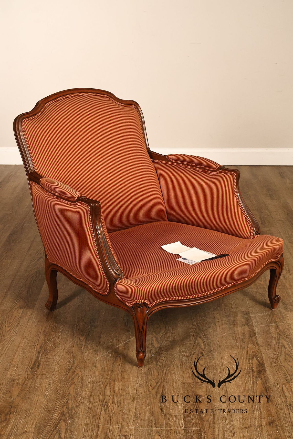 Ethan Allen French Louis XV Style Armchair and Ottoman
