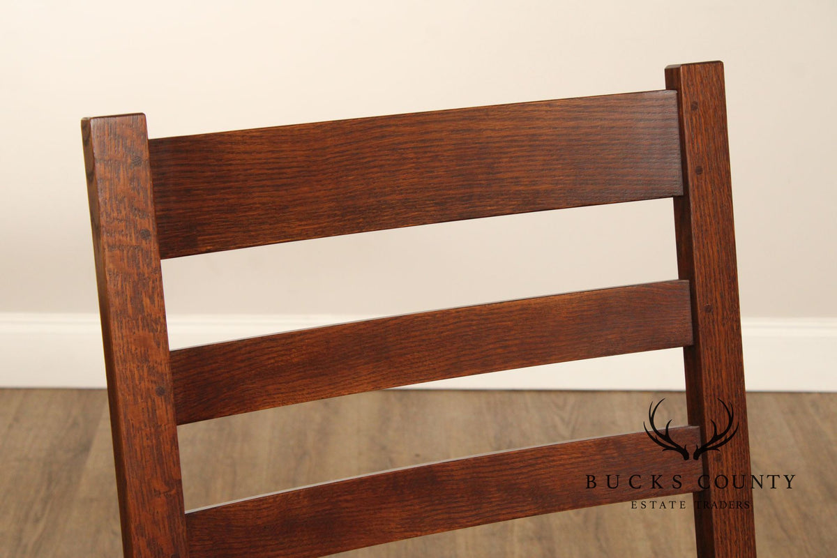 Stickley Mission Collection Oak and Leather Spindle Morris Chair