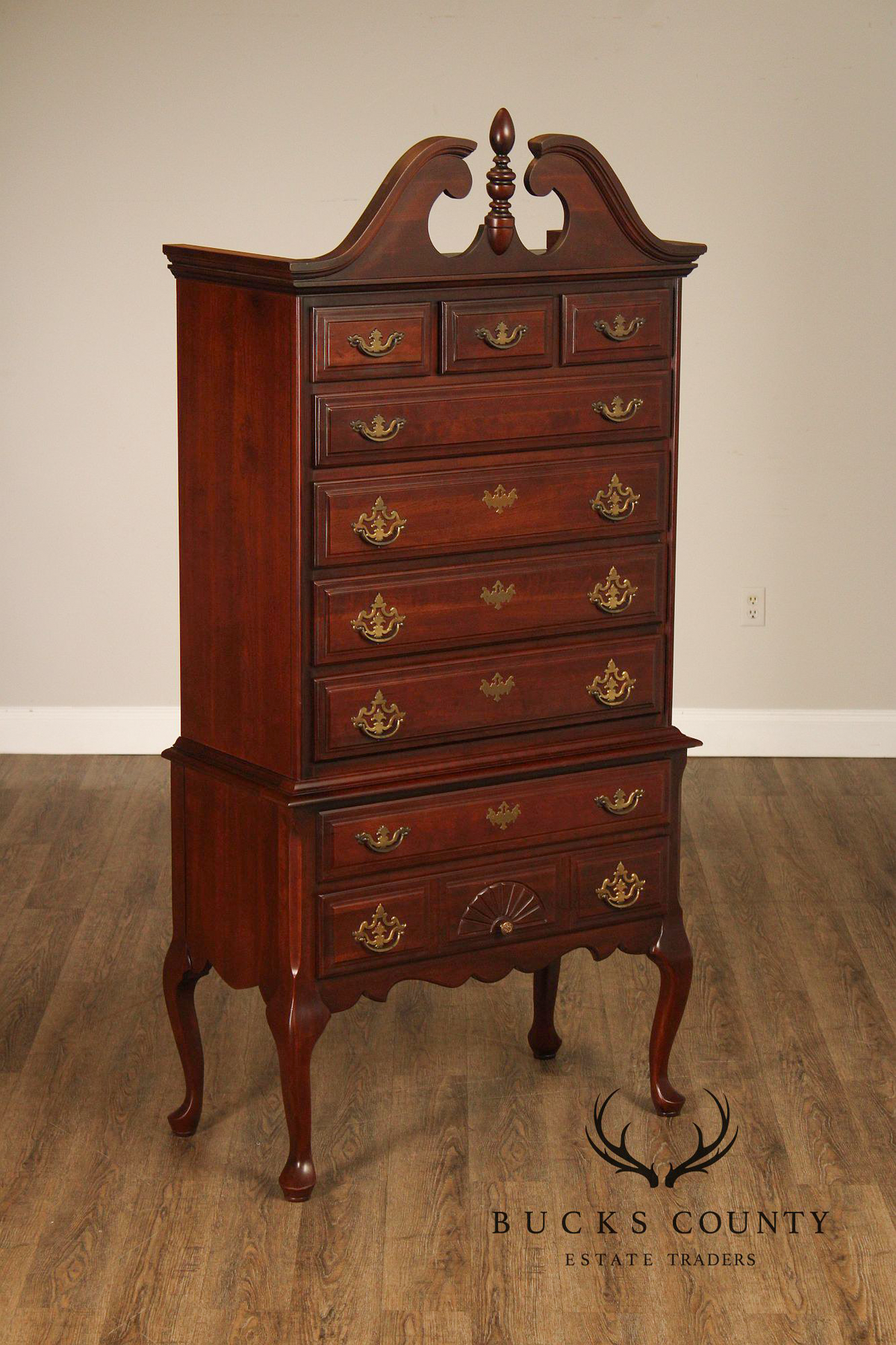 Queen Anne Style Mahogany Highboy Chest