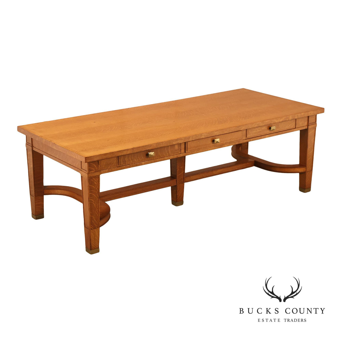 Arts & Crafts Style Large Oak Library Table