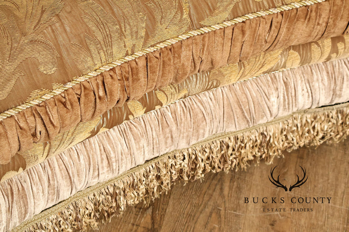 Tufted Rococo Camelback Sofa With Carved Gilt Trim