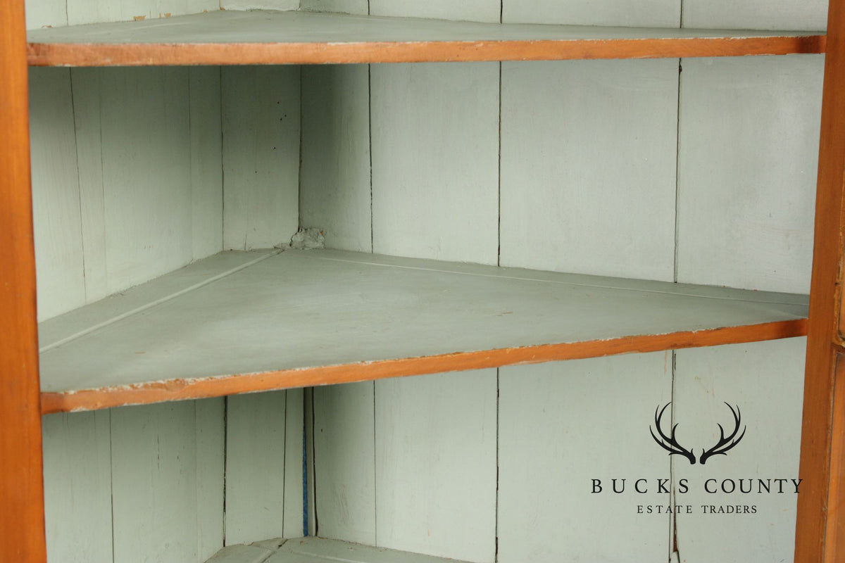 Antique Farmhouse Poplar Twelve-Pane Corner Cabinet